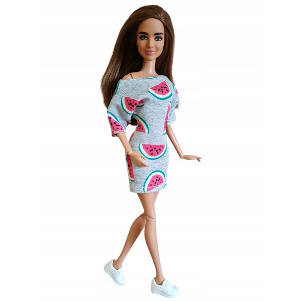 Kleid für eine Modepuppe mit Wassermelonen: Kleidung für klassische Puppen