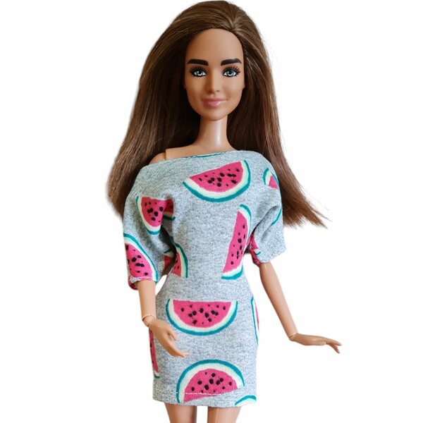 Kleid für eine Modepuppe mit Wassermelonen: Kleidung für klassische Puppen