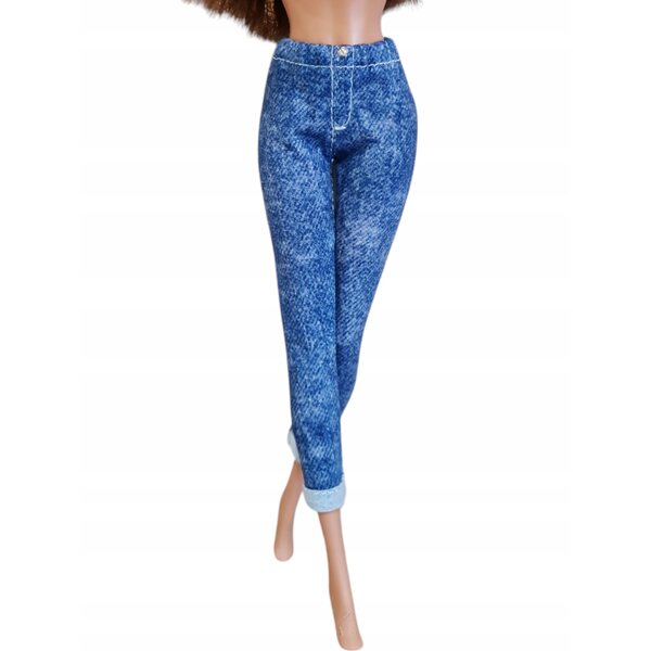 3/4-Puppenhose aus Stoff mit Denim-Effekt und elastischem Bund