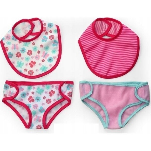 Set Abbigliamento per Bambole con 2 Sliniaci e 2 Paia di Mutandine in Tessuto