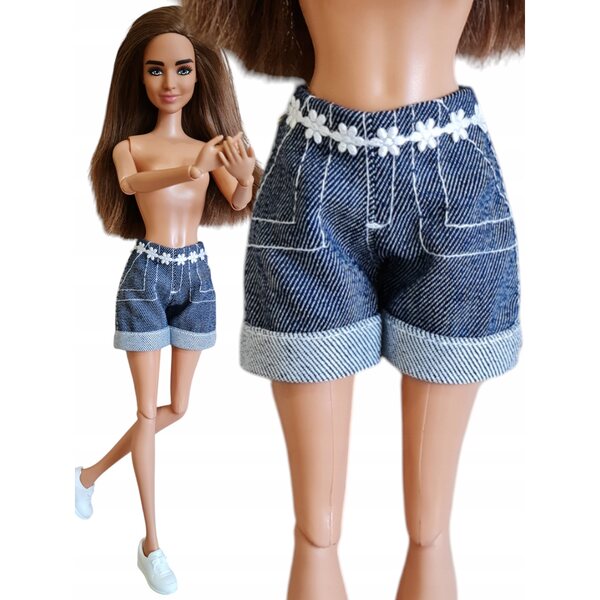 Kurze Jeansshorts mit Blumenverzierungen für Modowe-Puppen