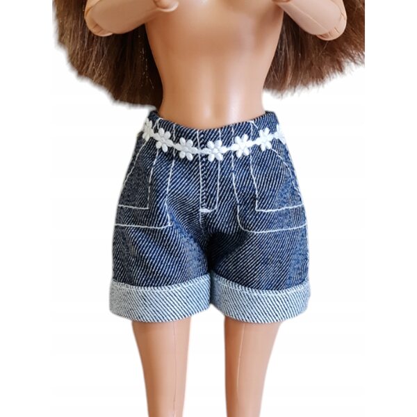 Kurze Jeansshorts mit Blumenverzierungen für Modowe-Puppen