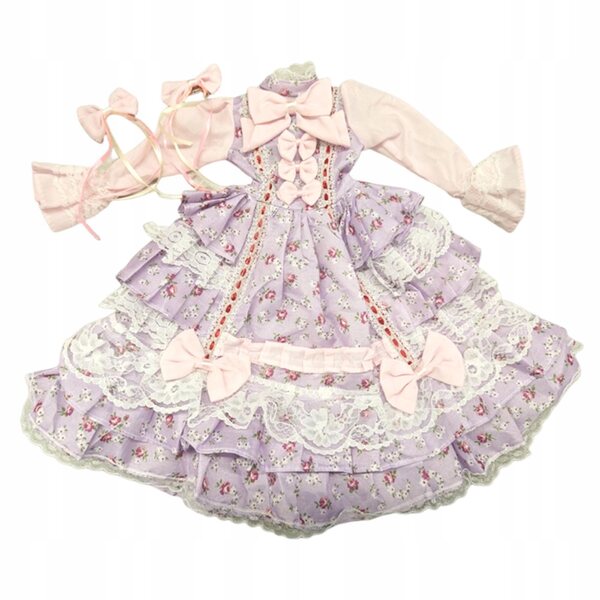 Prinzessinnenkleid für 34 cm große BJD-Puppen in Rosa und Lila, komplette Kleidung