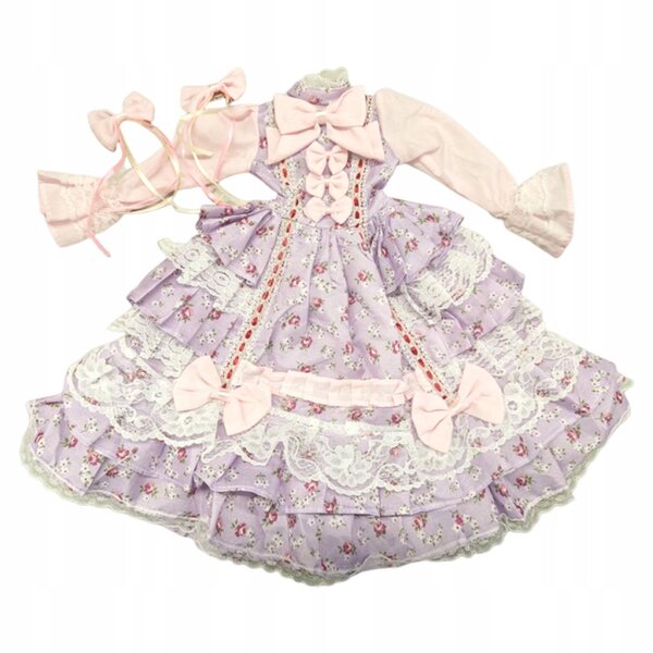 Prinzessinnenkleid für 34 cm große BJD-Puppen in Rosa und Lila, komplette Kleidung
