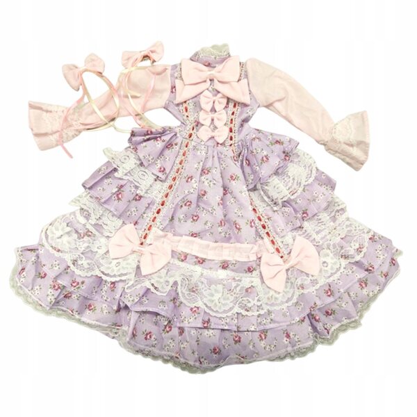 Prinzessinnenkleid für 34 cm große BJD-Puppen in Rosa und Lila, komplette Kleidung