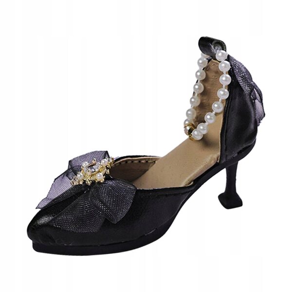 Scarpe con Tacco per Bambole Scala 1/4 - Accessorio Costume Nero 6x2 cm