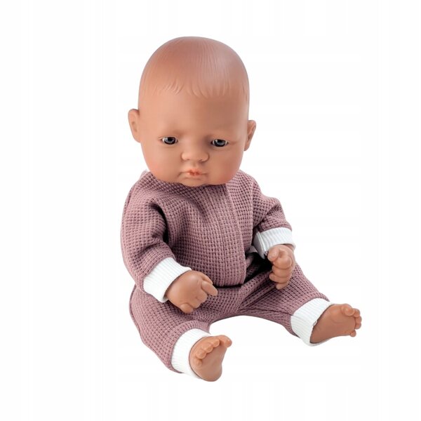 Fußloser Schlafanzug in gebrochenem Lila für die Puppen Minikane 28 cm und Miniland 32 cm