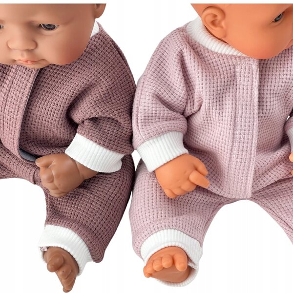 Fußloser Schlafanzug in gebrochenem Lila für die Puppen Minikane 28 cm und Miniland 32 cm