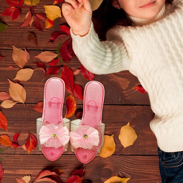 Sandaletti Principesse per Bambine Leggeri e Comodi in Tessuto Rosa