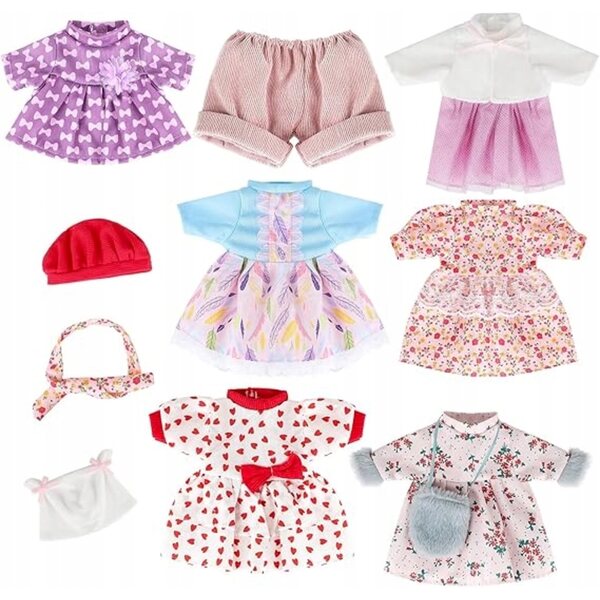 Set mit 6 Kleidungsstücken für Puppen von 30–36 cm – farbenfrohe und leicht zu tragende Kleidung