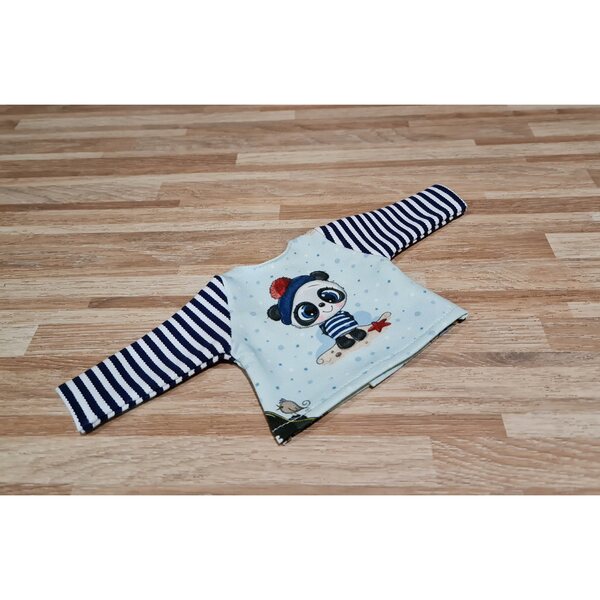 Langarmbluse für Paola Reina Puppe, 32 cm, blau mit Panda