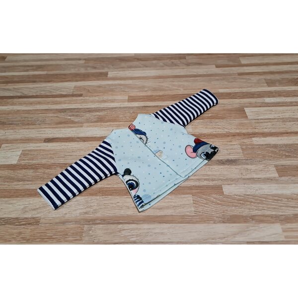 Langarmbluse für Paola Reina Puppe, 32 cm, blau mit Panda
