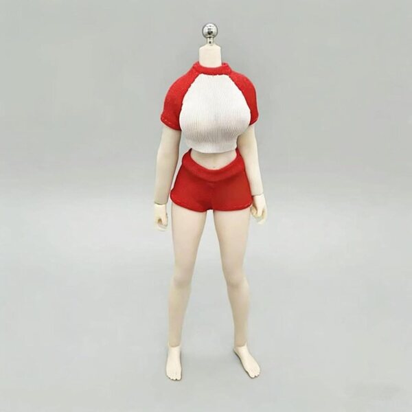 1/12 Kleidung für weibliche Actionfiguren: Rotes Sportshirt und Shorts