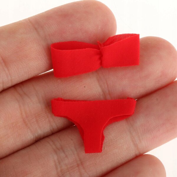 Kleidung für 1/12 Biustonosz-Puppen und rote Unterwäsche 6 cm