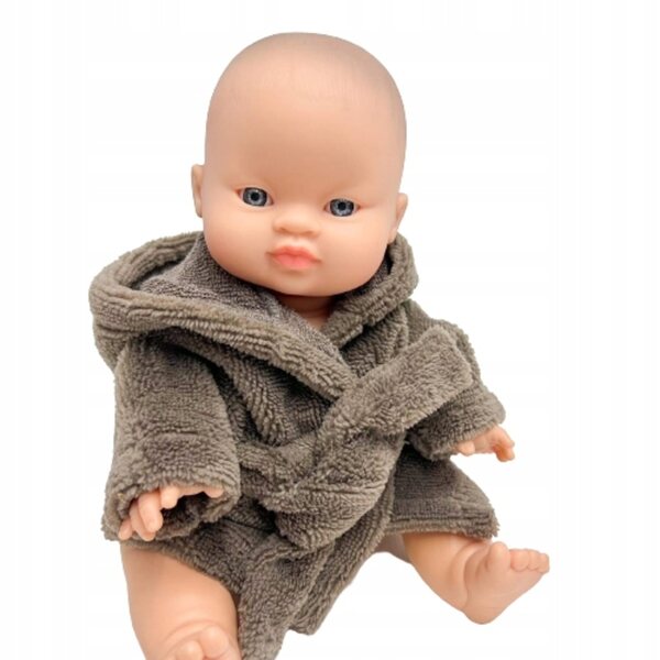 Frottee-Bademantel für Miniland-Puppen 34–38 cm, umweltfreundliche beige Farbe