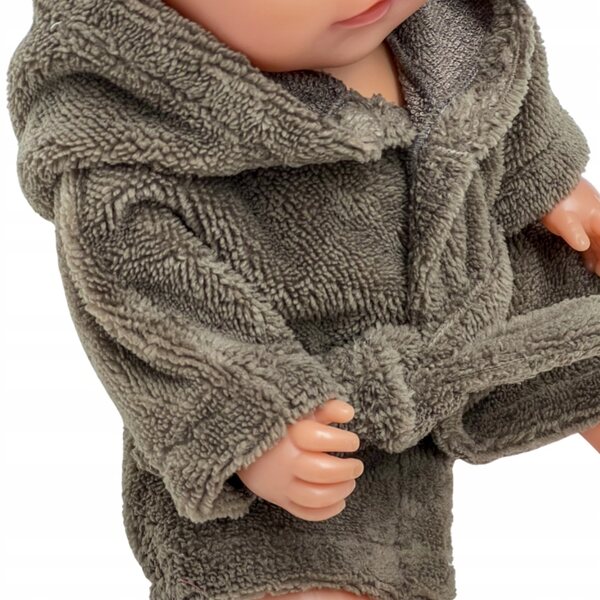 Frottee-Bademantel für Miniland-Puppen 34–38 cm, umweltfreundliche beige Farbe
