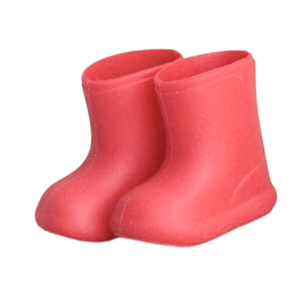 Mini stivali impermeabili rossi per bambole OB11 e BJD in silicone morbido