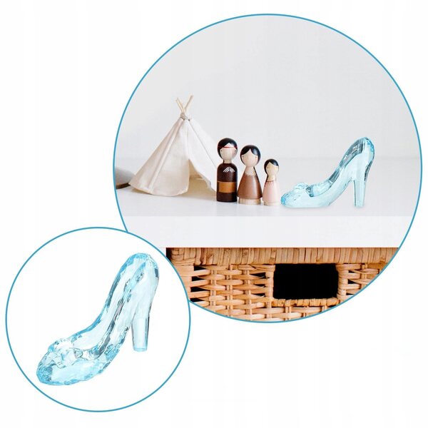 Mini cristallo trasparente a forma di scarpa blu decorativa in acrilico