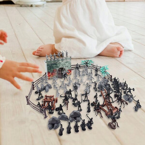 Set 120 Pezzi Giocattoli Cavalieri Medievali con Soldati e Cavalli per Bambini