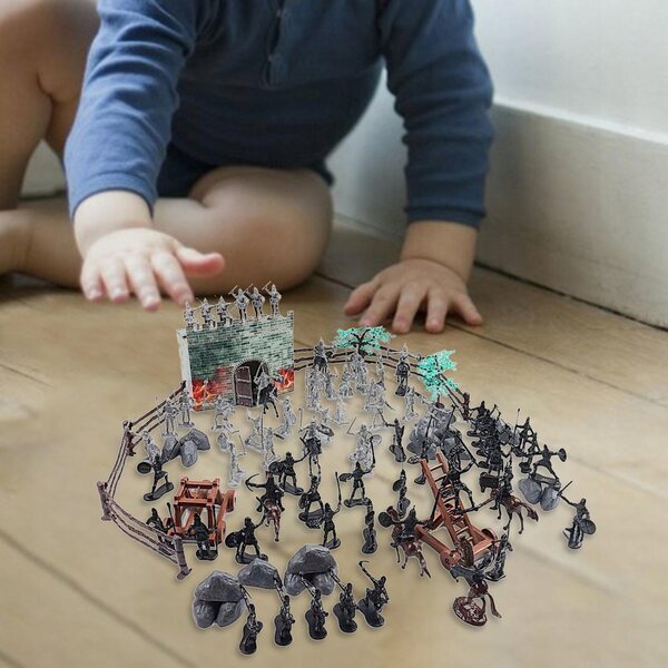 Set 120 Pezzi Giocattoli Cavalieri Medievali con Soldati e Cavalli per Bambini