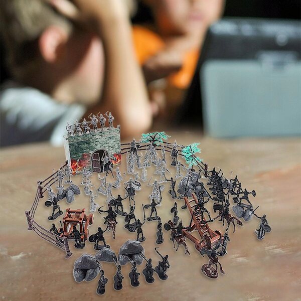 Set 120 Pezzi Giocattoli Cavalieri Medievali con Soldati e Cavalli per Bambini