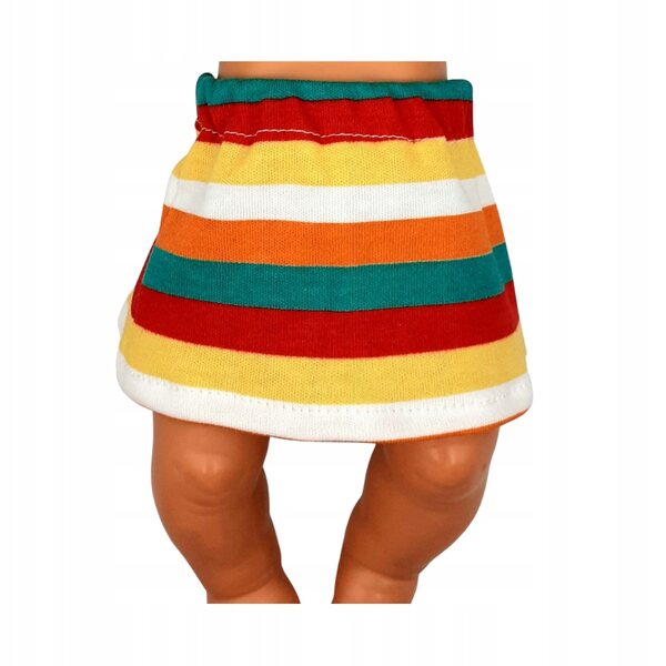 Kleidung für 30-cm-Puppe mit buntem Rock aus hochwertiger Baumwolle