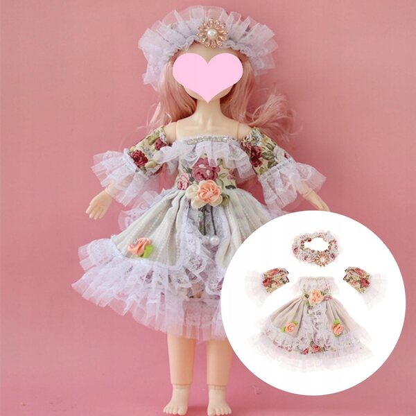 Kleid für 30 cm Puppe – handgefertigtes Kleid mit lässigen Modeaccessoires