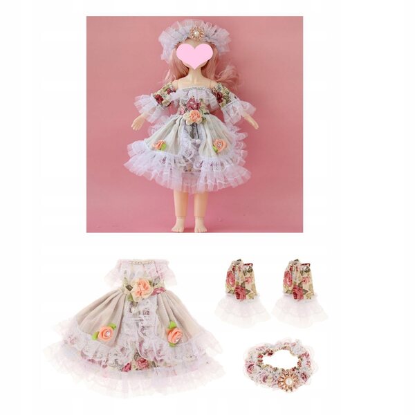 Kleid für 30 cm Puppe – handgefertigtes Kleid mit lässigen Modeaccessoires