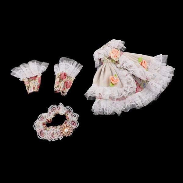 Kleid für 30 cm Puppe – handgefertigtes Kleid mit lässigen Modeaccessoires