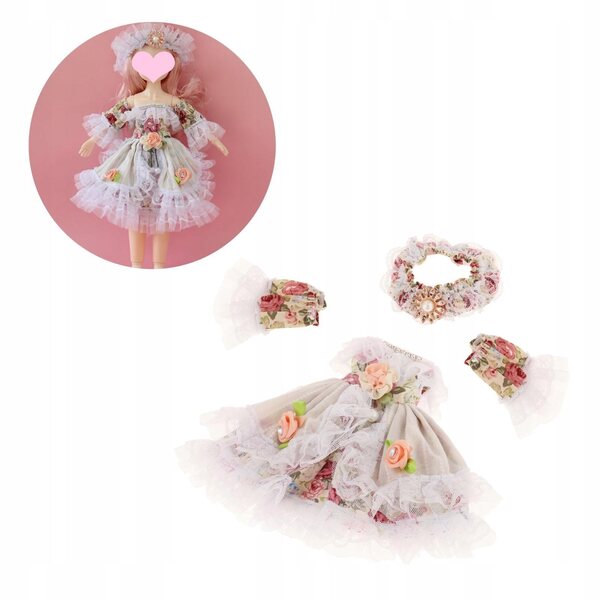 Kleid für 30 cm Puppe – handgefertigtes Kleid mit lässigen Modeaccessoires