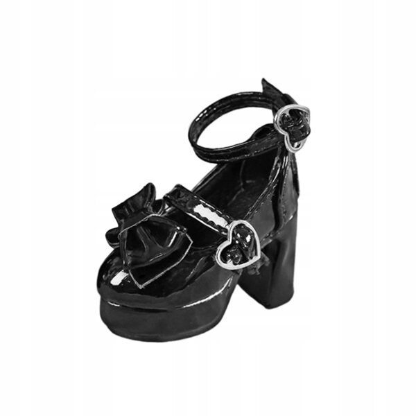 Scarpe con tacco nero per bambole scala 1/4, accessorio elegante e realistico
