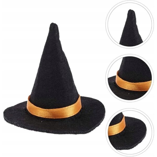 Mini cappelli da strega in feltro nero set 10 pezzi per decorazioni Halloween