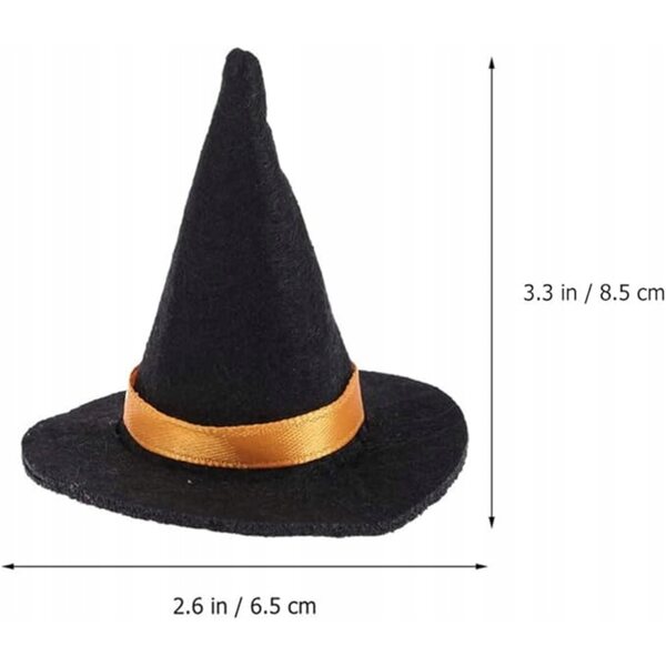 Mini cappelli da strega in feltro nero set 10 pezzi per decorazioni Halloween