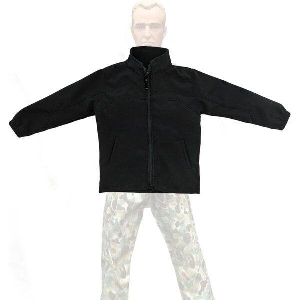 Giacca Miniatura Action Figure 1/6 Nero con Cappuccio e Maniche Lunghe in Tessuto Resistente