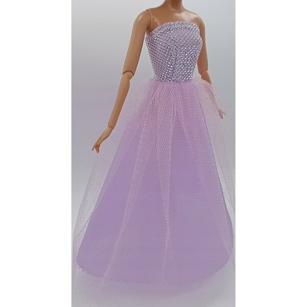 Elegantes Puppenkleid mit Korsett und glänzendem Tüll
