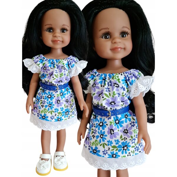 Kleid für Paola Reina 32 cm Puppe mit Riemen und Blumenstoff