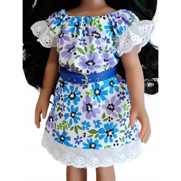 Kleid für Paola Reina 32 cm Puppe mit Riemen und Blumenstoff