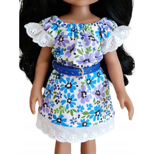 Kleid für Paola Reina 32 cm Puppe mit Riemen und Blumenstoff