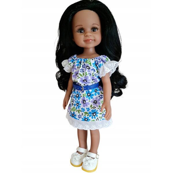 Kleid für Paola Reina 32 cm Puppe mit Riemen und Blumenstoff