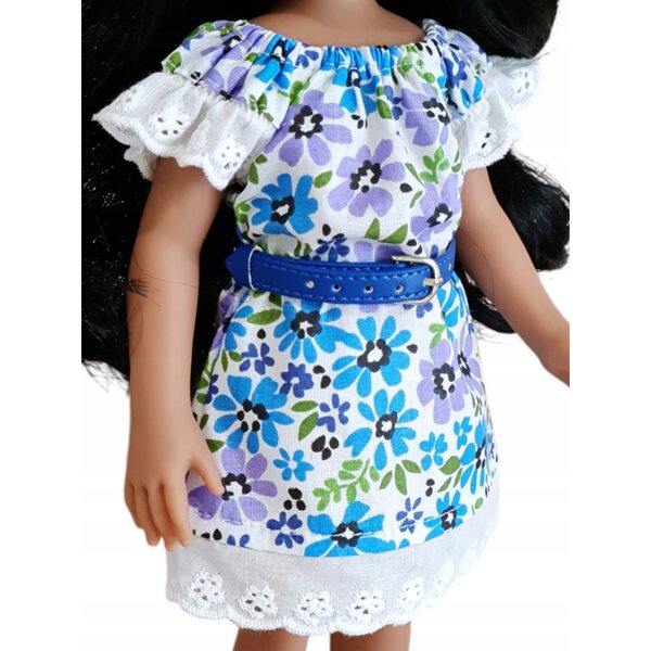 Kleid für Paola Reina 32 cm Puppe mit Riemen und Blumenstoff