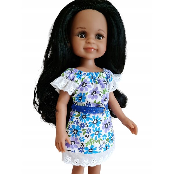 Kleid für Paola Reina 32 cm Puppe mit Riemen und Blumenstoff