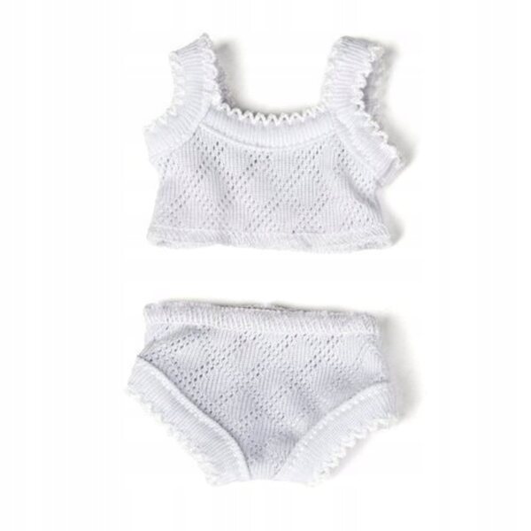 Kleidung für eine 21 cm große Miniland-Puppe, weiße Unterwäsche – Bluse und Shorts