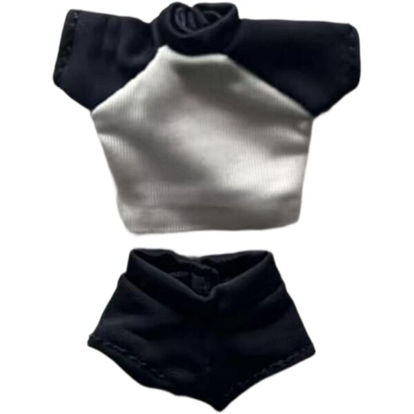 1/12 Folpus Kleidungsset für weibliche Puppen, schwarzes Oberteil und Shorts