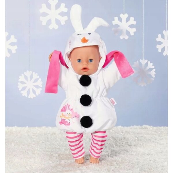 Costume Pupazzo di Neve per Bambole Baby Born e Baby Annabell con Leggings e Sciarpa