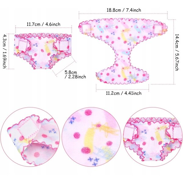 Set 4 Pezze Bavaglino e Pannolino per Bambole - Accessori Giochi Bambina