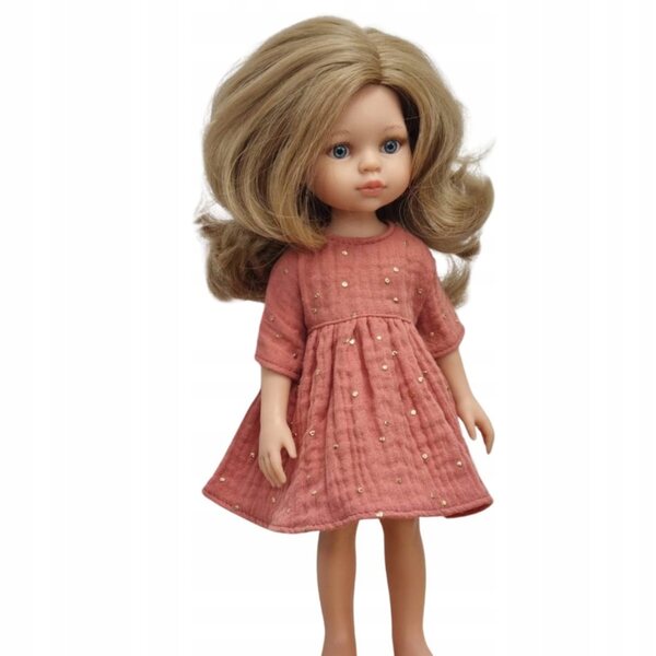 Musselinkleid für Paola Reina Amigas 32 cm Puppe mit goldenen Punkten
