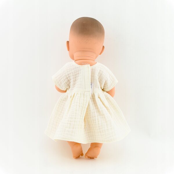 Vanille-Musselin-Kleid für Miniland 32 cm und Minikane 28 cm Puppen