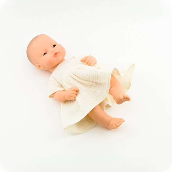 Vanille-Musselin-Kleid für Miniland 32 cm und Minikane 28 cm Puppen