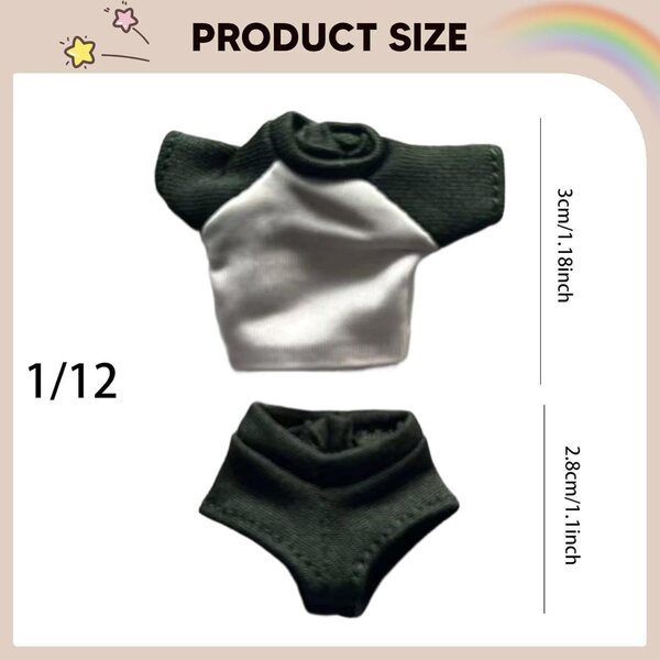 1/12 Miniaturkleidung für weibliche Puppe: Grünes T-Shirt und Shorts