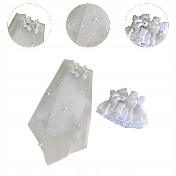 Puppenkleidung aus weichem Stoff mit Accessoires – Hochzeitskleid 15–17 cm